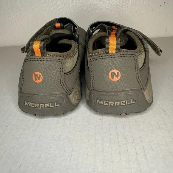 Merrell Hydro H2O Hiker Sandals Boys Size 3M Gray Orange Leather Strap - Picture 5 of 11